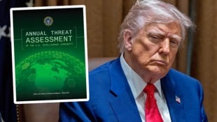 Wer bedroht die Sicherheit der USA? Die US-Geheimdienste analysieren das Bedrohungspotenzial von Ländern und Organisationen (Bild: Krone KREATIV/EPA, zVg)